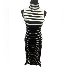 Panda black and white striped luxury dress